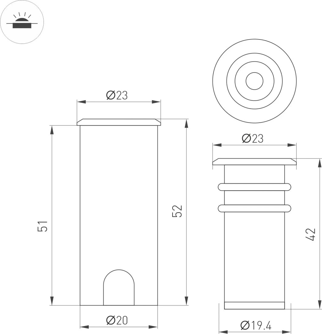 Тротуарный встраиваемый светильник Arlight ART-PELURU-GROUND-R23-1W Warm3000 057831