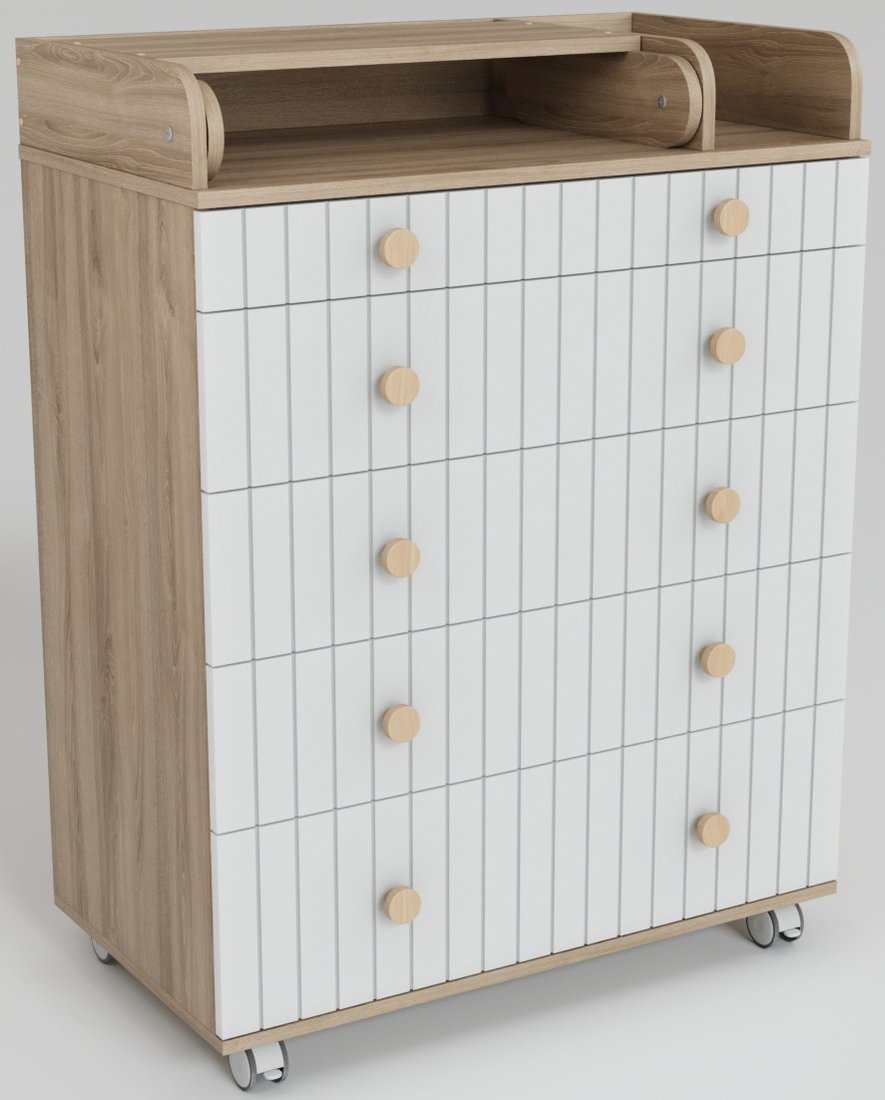 Детский комод Incanto Lunna Charm МДФ 800/5 PK-0004/13mdf (дуб/белый)