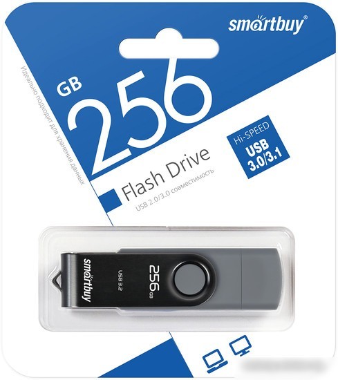 USB Flash SmartBuy Twist Dual 256GB (черный)