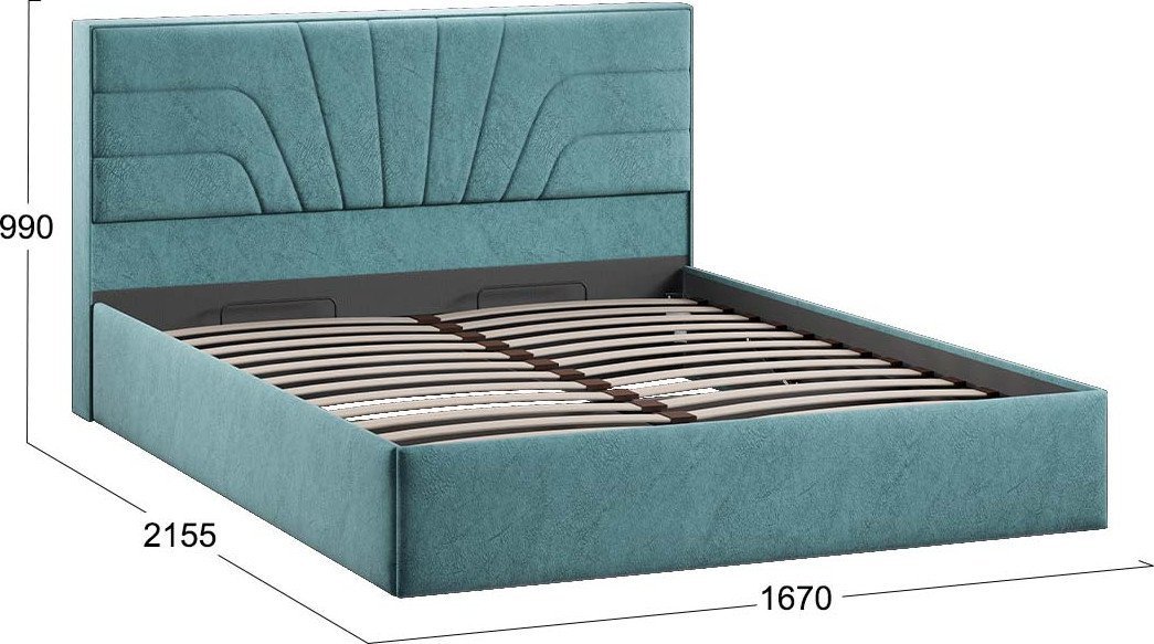 Кровать Трия Пандора с ПМ и заглушиной 160x200 Тип 1 (микровелюр Wellmart Indigo)