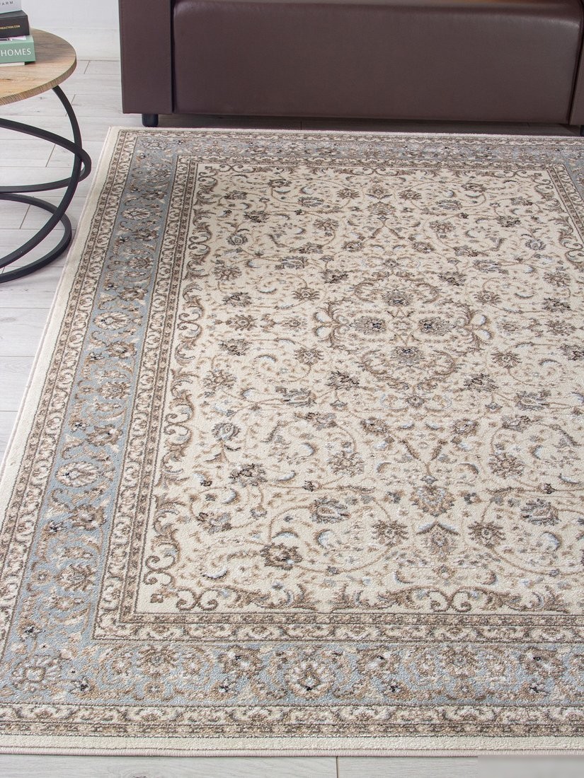 Ковер для жилой комнаты Merinos Valencia Deluxe F014-STAN-CREAM-L.BLUE (3x4)