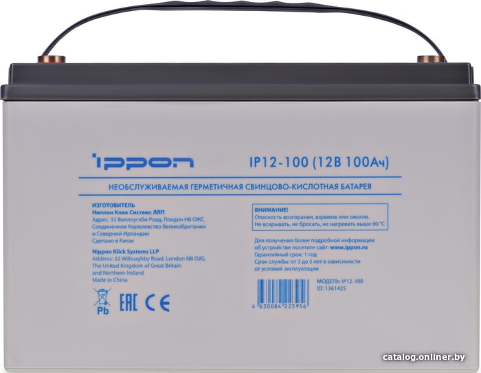 Аккумулятор для ИБП IPPON IP12-100 (12В/100 А·ч)