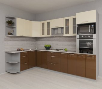 Готовая кухня Интерлиния Мила Gloss 1.68x3.0 левая (ваниль-шоколад)