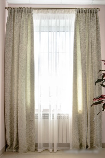 Комплект штор Decoretto Ветка классическая ВК-К5 140x260 (бежевый/голубой, 2 шт)