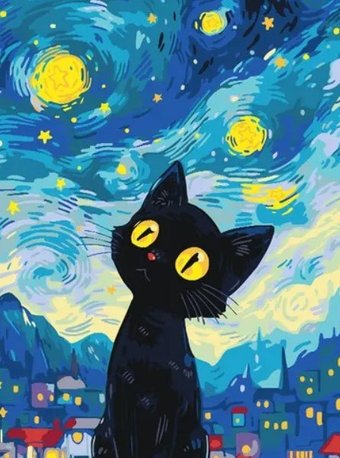 Картина по номерам PaintLine Котенок. Звездная ночь PL-00253
