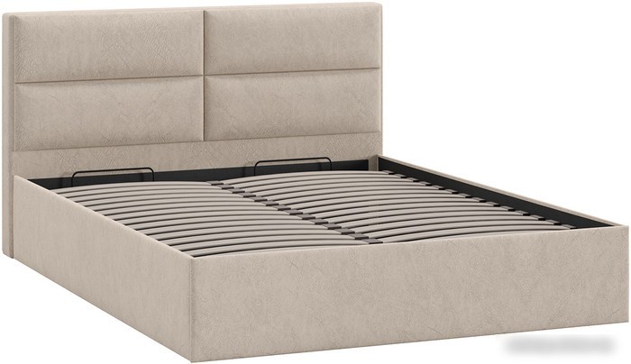 Кровать Трия Глосс универсальный тип 1 с ПМ 160x200 (микровелюр Wellmart Dark Beige)