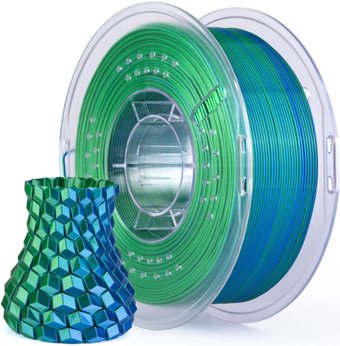 Филамент Elegoo PLA Silk (1.75 мм, 1 кг, сине-зеленый)