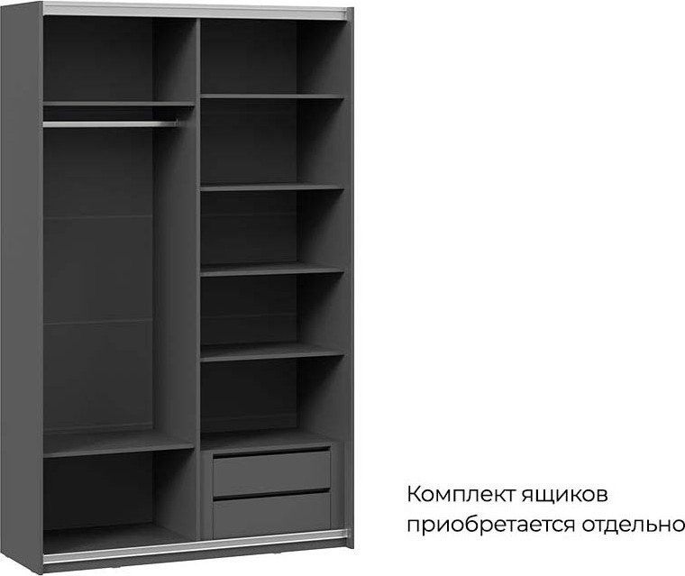 Шкаф-купе Трия Оскар Хилтон Т2 1400 271054 (ручка серебро/серый графит/графит матовый)