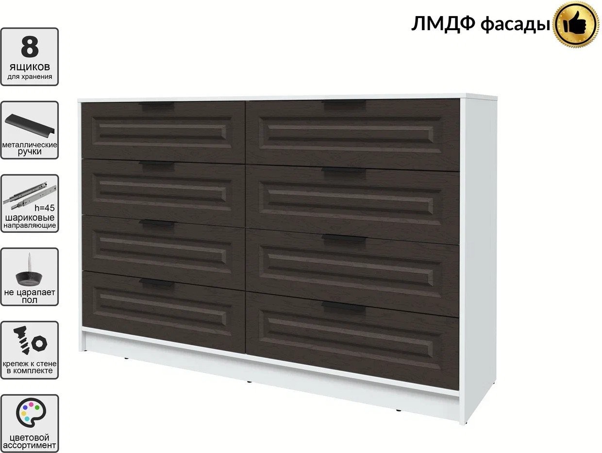 Комод Интерлиния Концепт КТ-К157 Деко (белый платинум/дуб английский)
