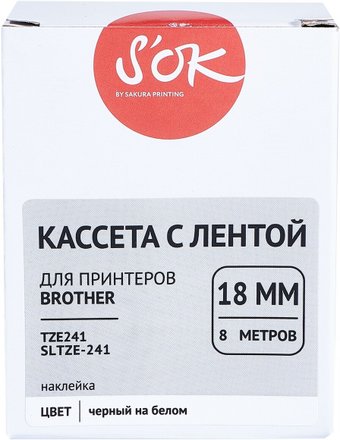 Картридж-лента для термопринтера S'OK TZE241