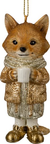 Елочная игрушка Erich Krause Decor. Лисенок с кофе золотой 64513