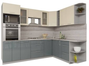 Готовая кухня Интерлиния Мила Gloss 1.88x2.6 правая (ваниль-асфальт)