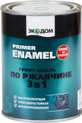 Грунт-эмаль Экодом По ржавчине 3 в 1, 0.9 кг (черный RAL 9005)