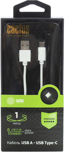 Кабель CACTUS USB Type-A - USB Type-C CS-USB.A.USB.C-1 (1 м, белый)