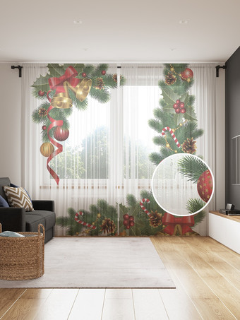 Комплект штор JoyArty Елочные украшения 1.45x2.65 м tul_20312_145x265 (2 шт)