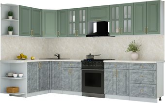Готовая кухня Интерлиния Мила Шато 1.7x3.3 LV (мята/керамика/опал светлый)