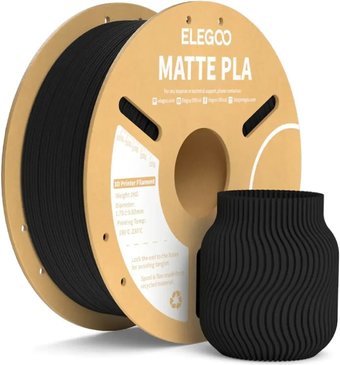Филамент Elegoo PLA Matte (1.75 мм, 1 кг, матовый черный)