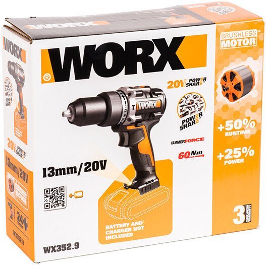 Ударная дрель-шуруповерт Worx WX352.9 (без АКБ)