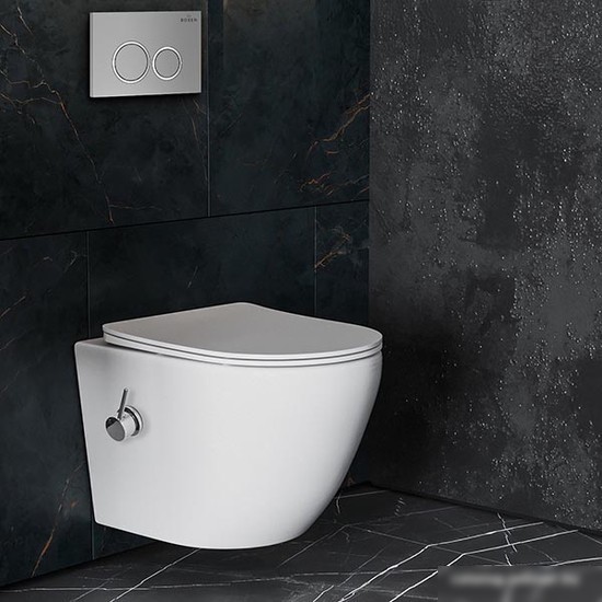Унитаз подвесной Roxen Antares Bidet в комплекте с инсталляцией StounFix Slim 6 в 1 932494 (кнопка: хром матовый)