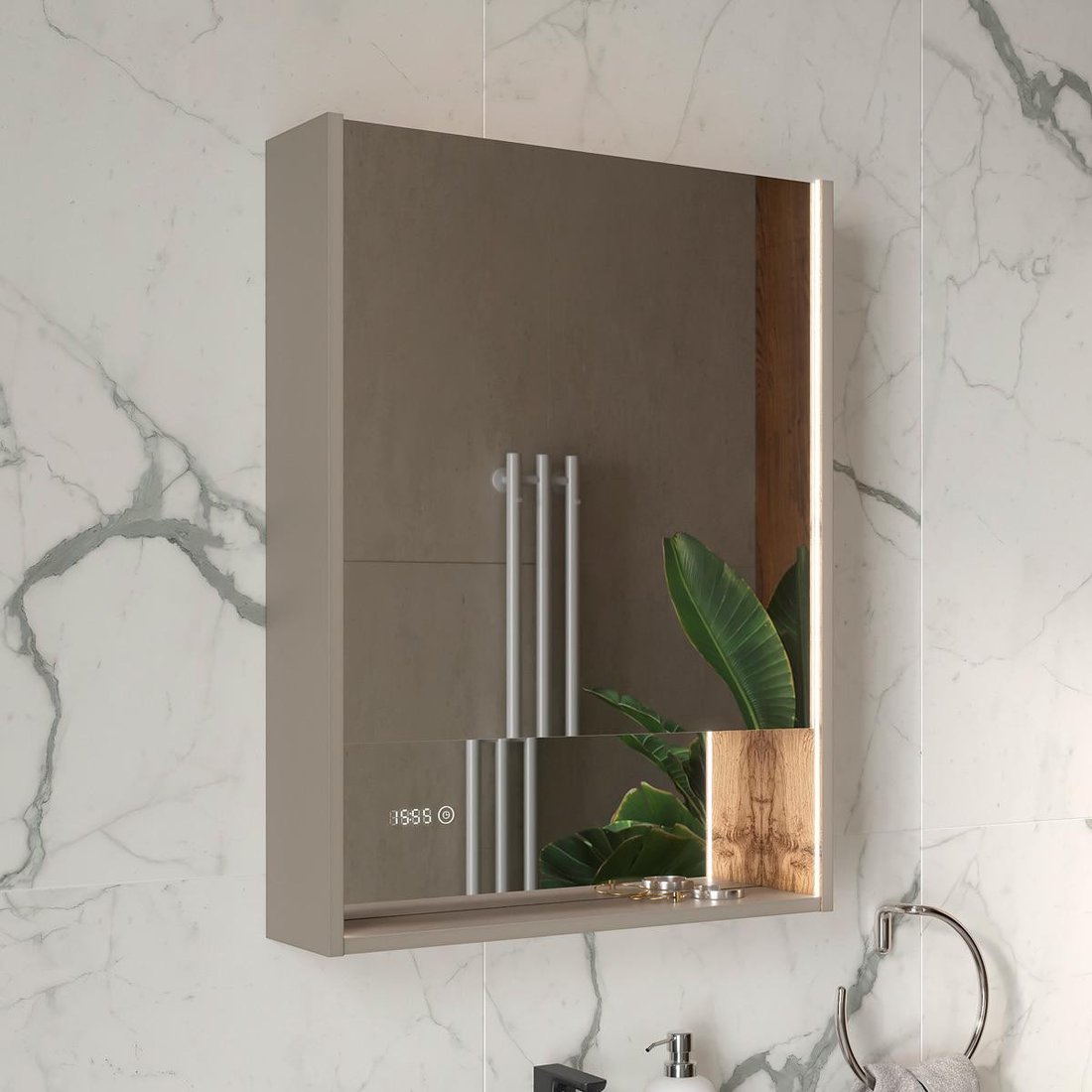 EQUIL Шкаф с зеркалом для ванной Gleam 60.1D (амарок/дуб вотан)