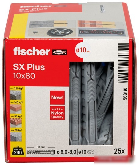 Дюбель универсальный Fischer SX Plus 10X80 568110 (25 шт)
