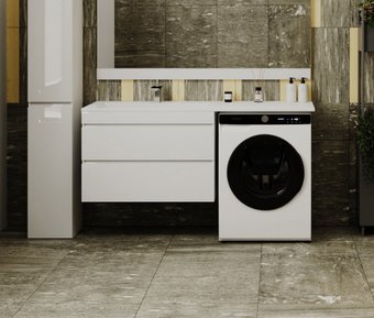 Symbolite Тумба с умывальником Даллас 150 Люкс Plus 2 ящика + Даллас 150x48.2 (подвесная, левый, эмаль белый)