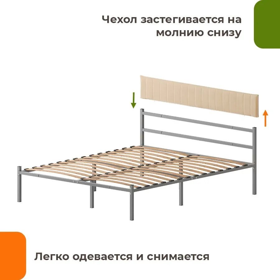 Кровать Домаклево Лофт Компакт 160x200 (серый/бежевый велюровый чехол)