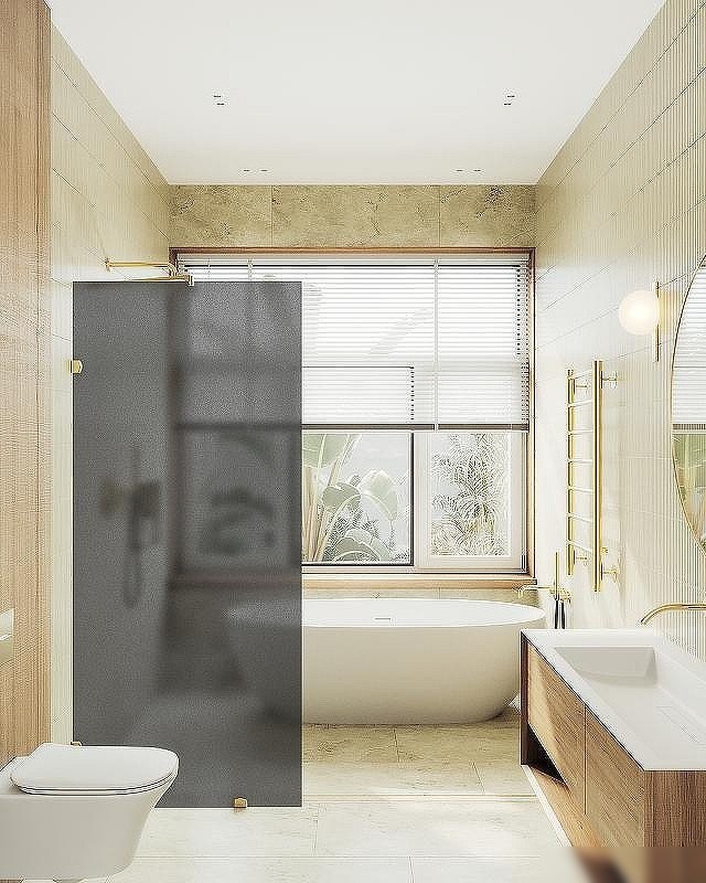 Душевая стенка MaybahGlass 89x195 MGD-272-3 (графитовое матовое стекло/золото)