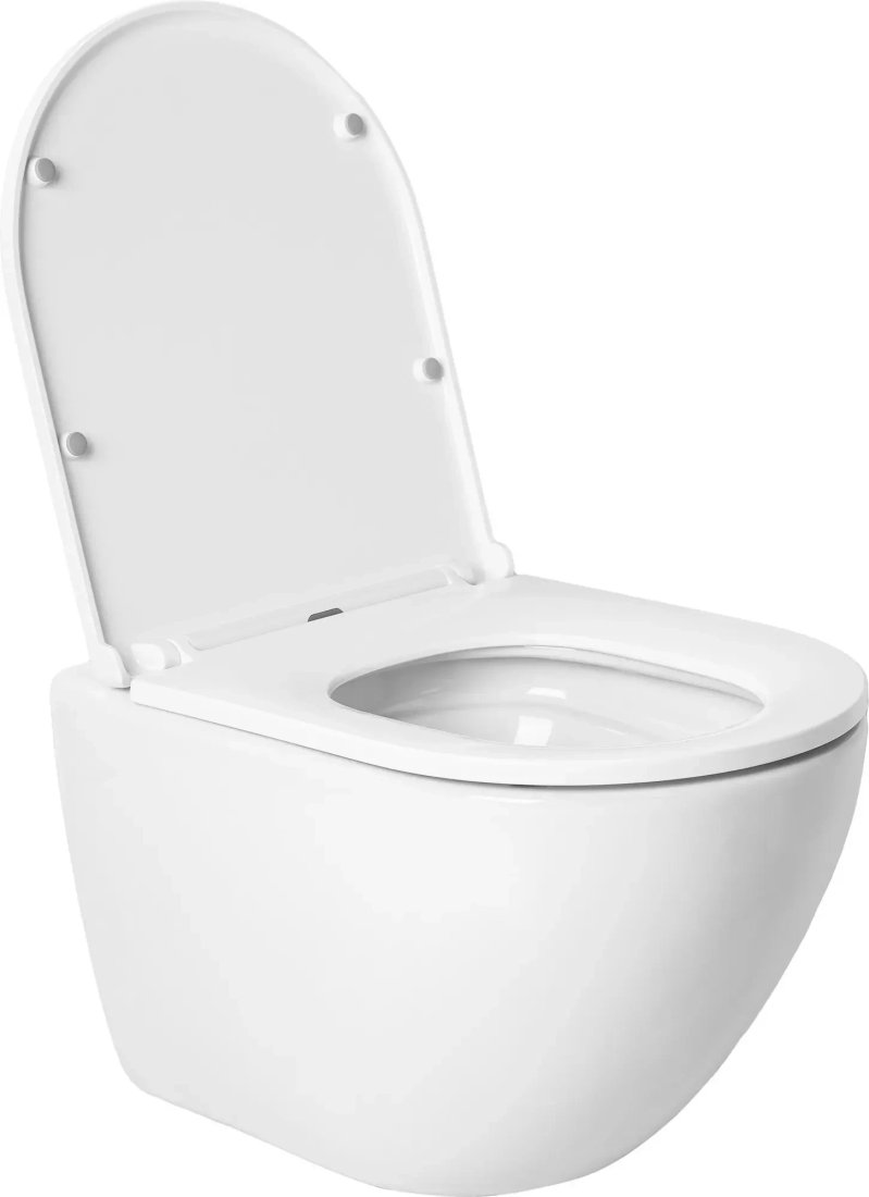 Унитаз подвесной Saniteco KW-9003WT + 501 + K02-W (с кнопкой, белый)