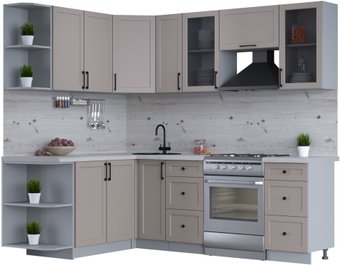 Готовая кухня Интерлиния Тренд 1.7x2.3 левая (луна/луна/бискайская сосна)