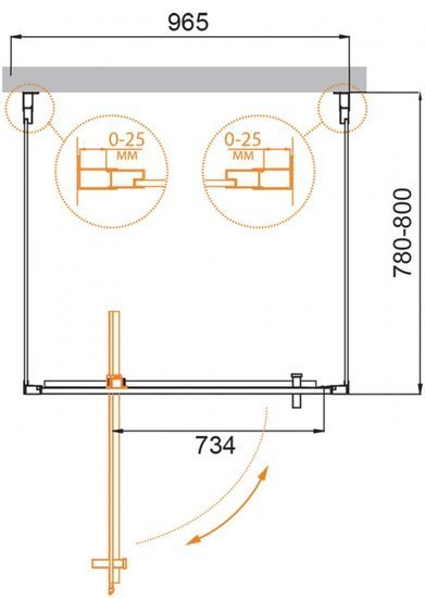 Душевой уголок Cezares MOLVENO-BA2-100/80-C-Cr-IV