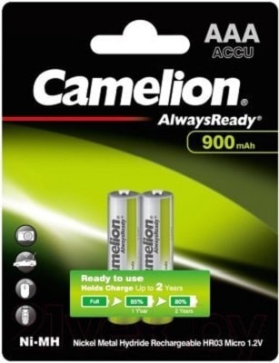 Аккумуляторы Camelion Always Ready AAA AAA-900-BP2 NH 2шт