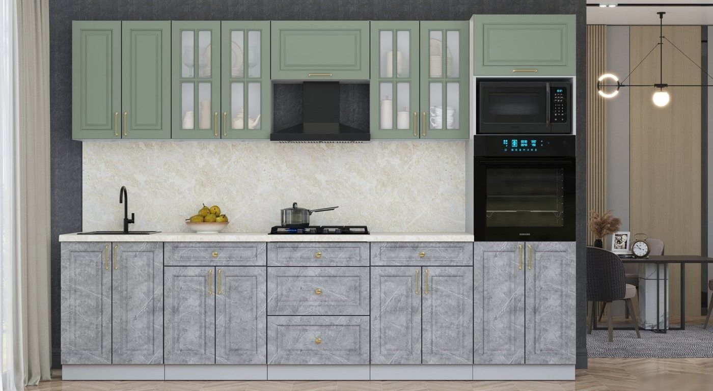 Кухонный модуль Интерлиния Мила Шато 3.0В (мята/керамика/опал светлый)