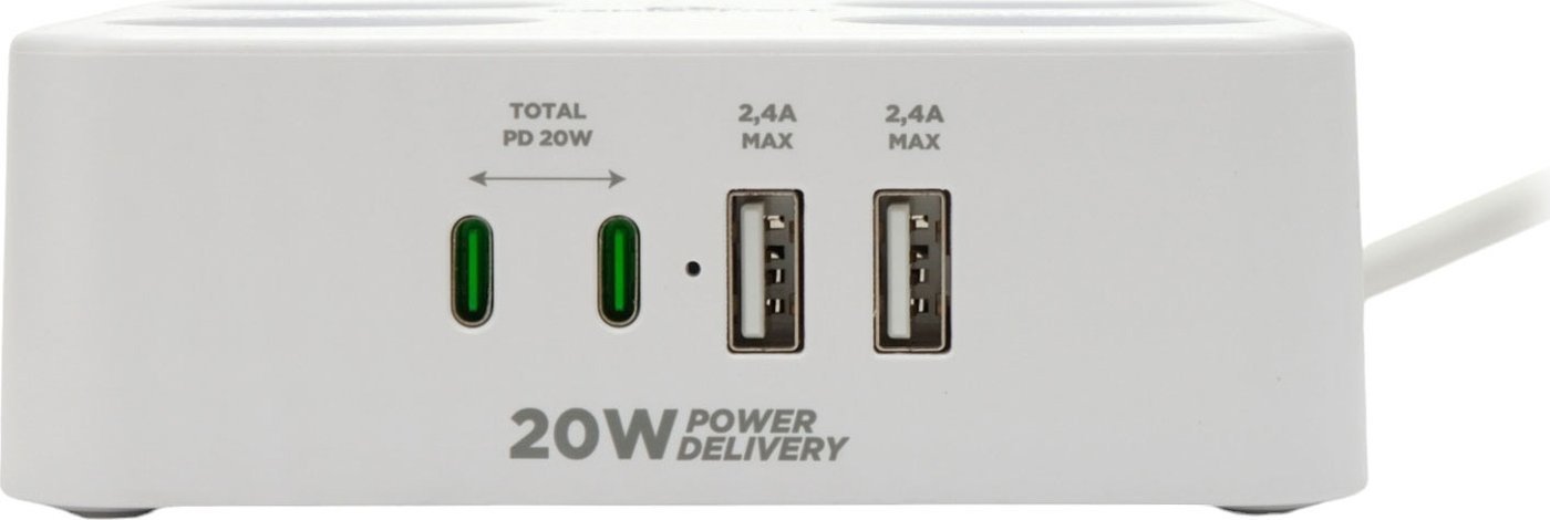 Сетевой фильтр Cablexpert PLT-4-C2U2-W-2