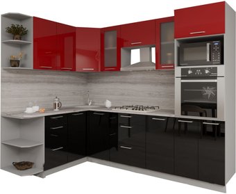 Готовая кухня Интерлиния Мила Gloss 1.68x2.8 левая (красный-черный)