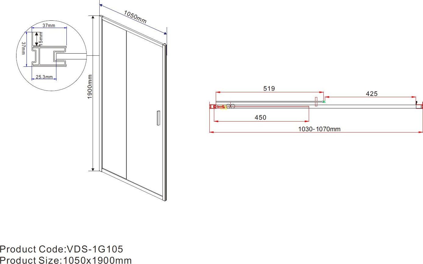 Душевая дверь Vincea Garda VDS-1G105CLB