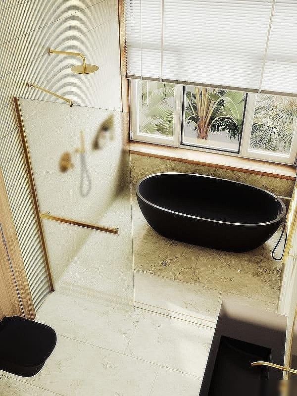 Душевая стенка MaybahGlass 99x195 MGD-1463-3ш (cатин cтекло/золото)