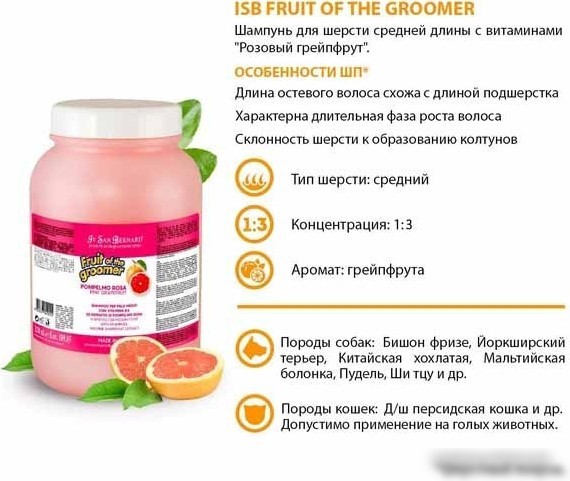 Шампунь Iv San Bernard Fruit Of The Groomer Pink Grapefruit Shampoo (3.25 л)