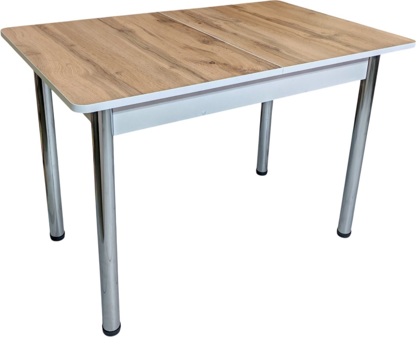 Кухонный стол СВД Юнио 120-150x75 053.П24.Х (дуб вотан/хром)