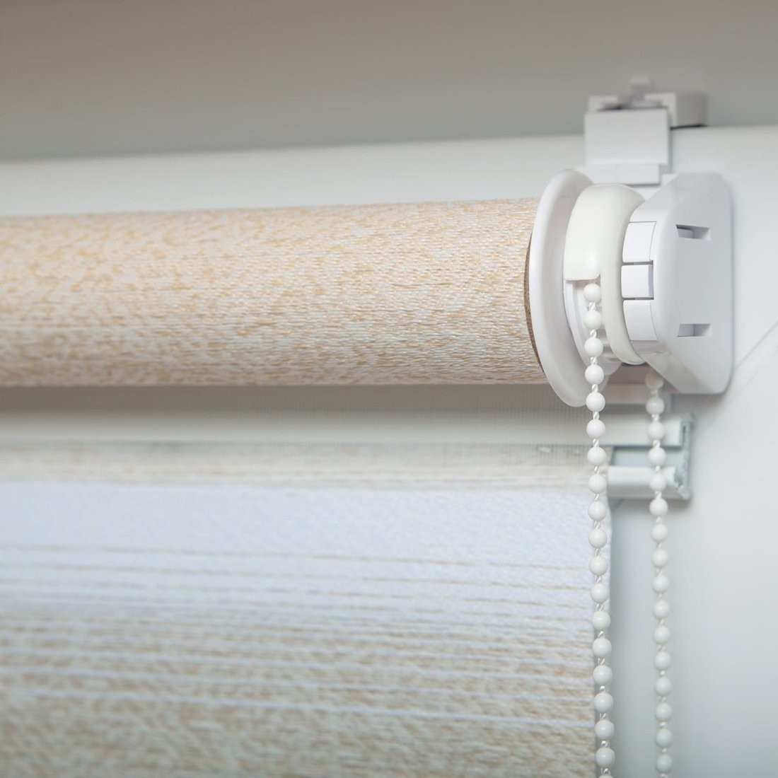 Рулонные шторы Lm Decor Дабл ДН LB 55-01 220x185 (белый/бежевый)