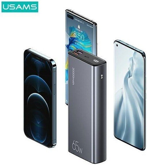 Внешний аккумулятор Usams CD165 PB59 30000mAh (темно-серый)