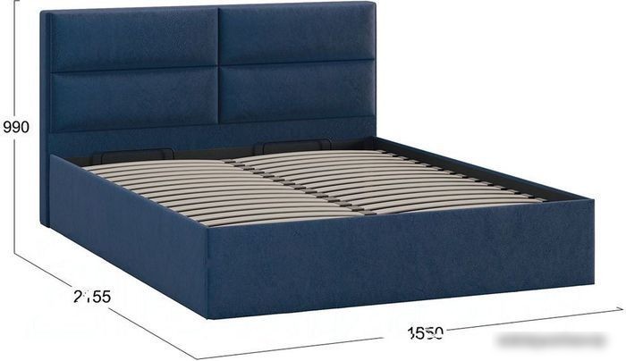 Кровать Трия Глосс универсальный тип 1 с ПМ и заглушиной 160x200 (Wellmart Blue)