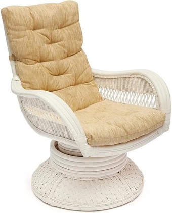 Кресло-качалка TetChair Andrea Relax Medium с подушкой (белый/рубчик кремовый)