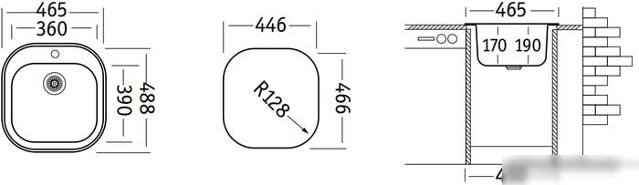 Кухонная мойка Ukinox Галант GAM465.488 --GT6K 0C- (с сифоном)