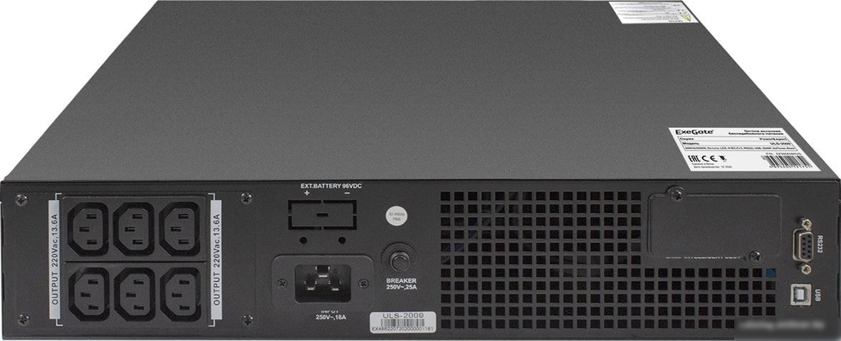 Источник бесперебойного питания ExeGate PowerExpert ULS-2000.LCD.AVR.C13.USB.RS232.SNMP.2U