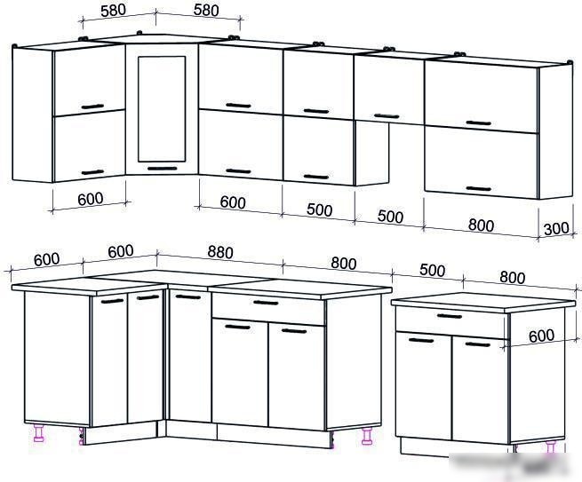 Угловая кухня Интерлиния Мила Gloss 50-12x30 (ваниль/шоколад глянец)