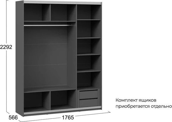 Шкаф-купе Трия Оскар Тиффани Т2 1800 282746 (черный/серый графит/графит матовый)