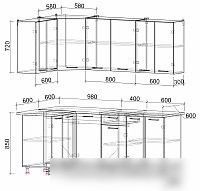 Готовая кухня Интерлиния Мила Лайт 1.2x2.0 (бетон лайт/дуб веллингтон/опал светлый)