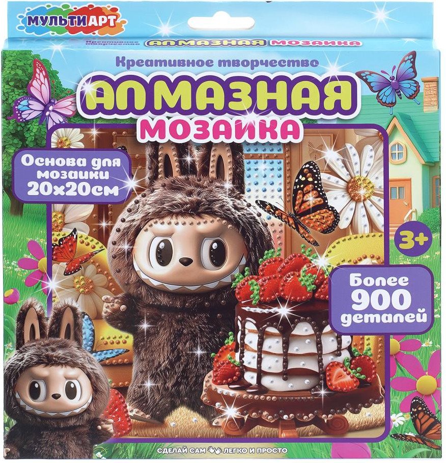 Алмазная мозаика MultiArt Пушистый монстрик GEM20X20-141316