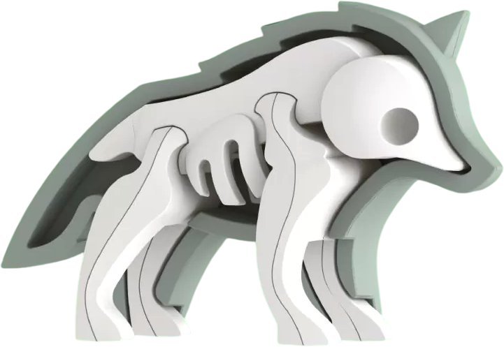 Магнитный конструктор Halftoys Animal Волк с диорамой HA007